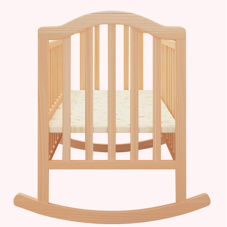 Washed Natural Wood Baby Crib Modern Nursery Crib with Casters/Wheels