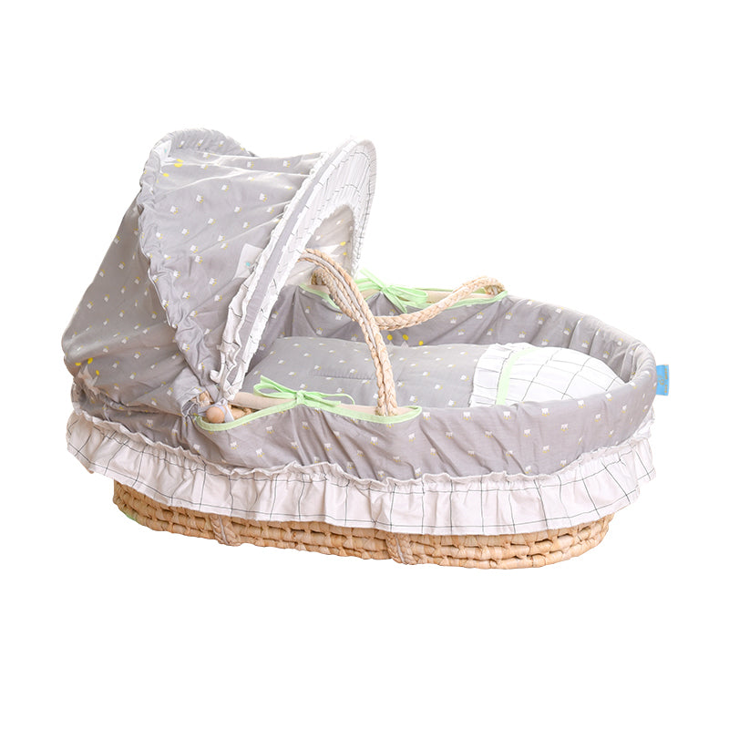 Portable Wicker Crib Cradle Natural Oval Crib Cradle for Toddler