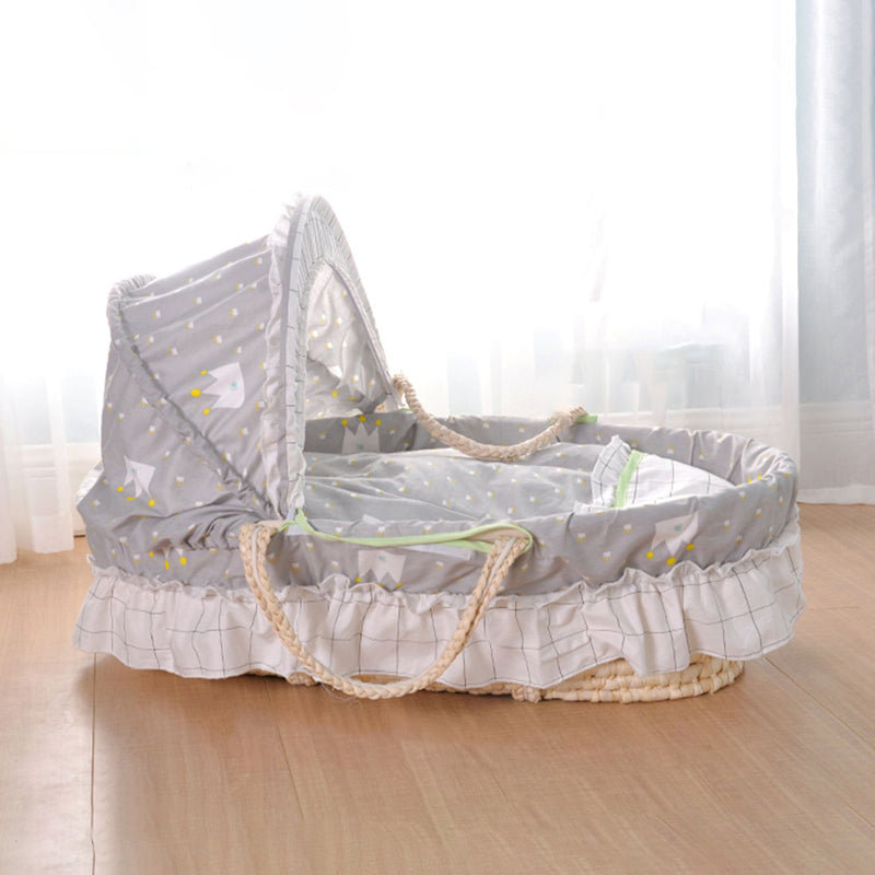 Portable Wicker Crib Cradle Natural Oval Crib Cradle for Toddler