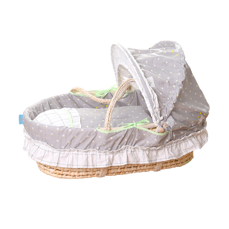 Portable Wicker Crib Cradle Natural Oval Crib Cradle for Toddler
