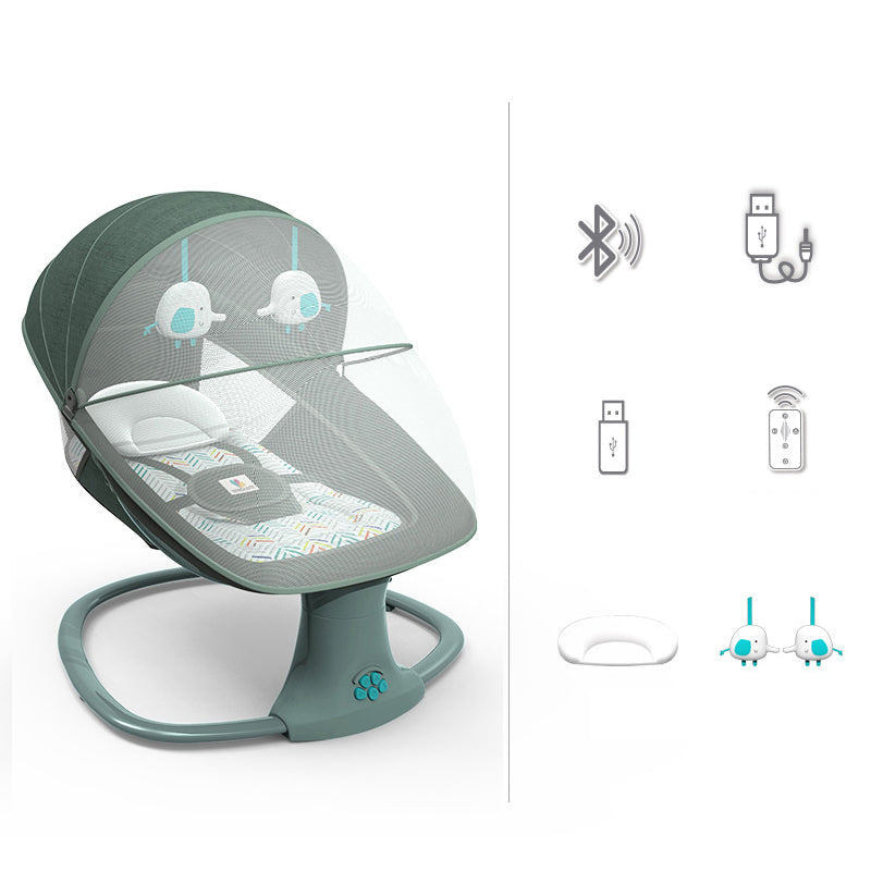 Metal Rocking Baby Crib Cradle Electric Oval Cradle with Mattress