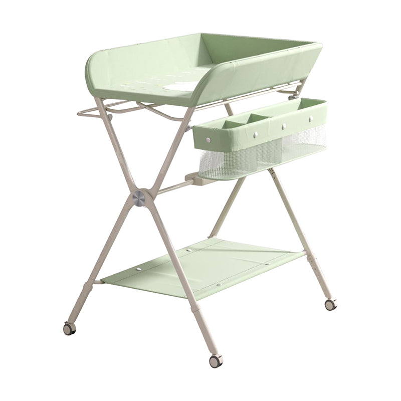 Portable Baby Changing Table Folding Metal Changing Table with Basket