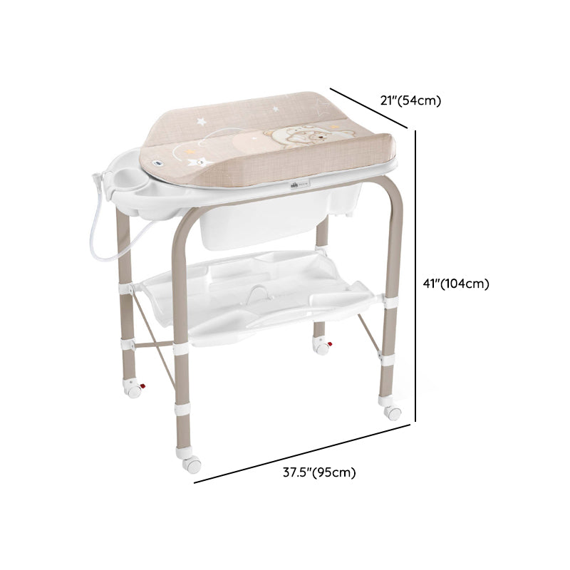 21.5" W Baby Changing Table in Light yellow, Portable Changing Table with Pad