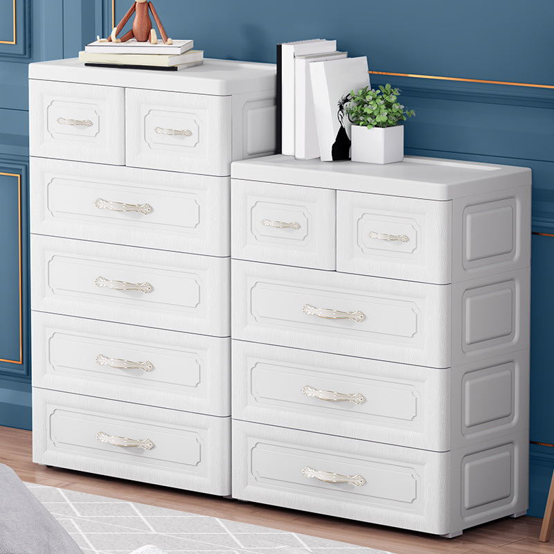 Scandinavian Vertical Kids Nightstand 5/6 Drawers Plastic Nursery Dresser for Bedroom