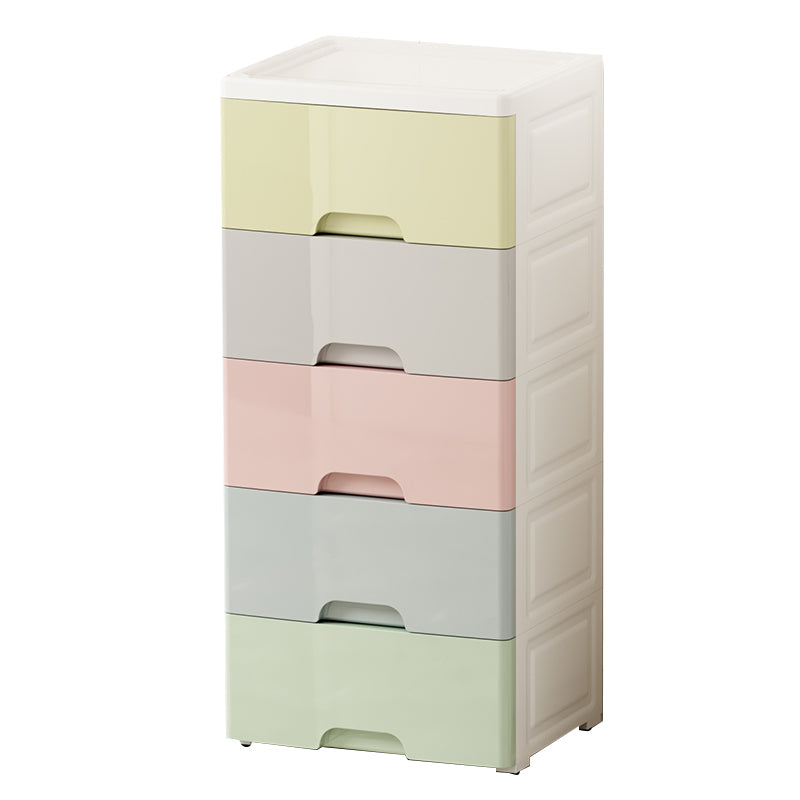 Scandinavian Vertical Kids Nightstand 5/6 Drawers Plastic Nursery Dresser for Bedroom