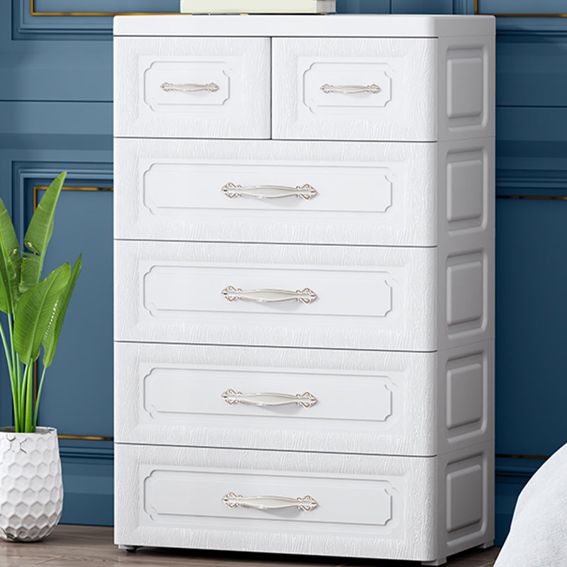 Scandinavian Vertical Kids Nightstand 5/6 Drawers Plastic Nursery Dresser for Bedroom