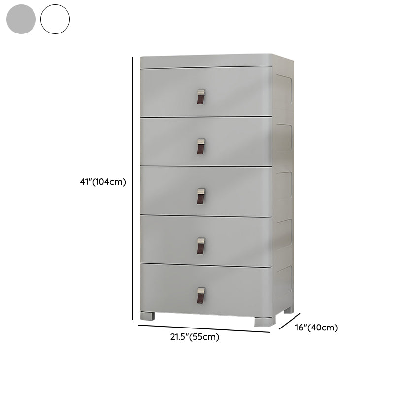 Modern Plastic Nursery Dresser Vertical Kids Nightstand with 5 Drawers for Home