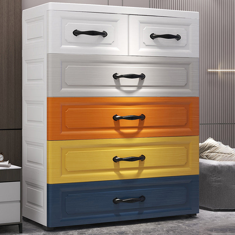 Northern European Vertical Kids Nightstand Plastic Nursery Dresser 6 Drawers for Room