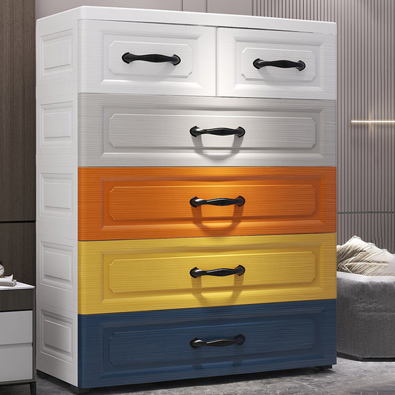 Nordic Vertical Kids Nightstand Plastic Nursery Dresser with 6 Drawers for Bedroom