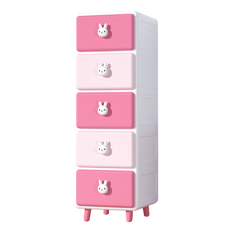 Contemporary Vertical Kids Nightstand Plastic Nursery Dresser with 5/6 Drawers