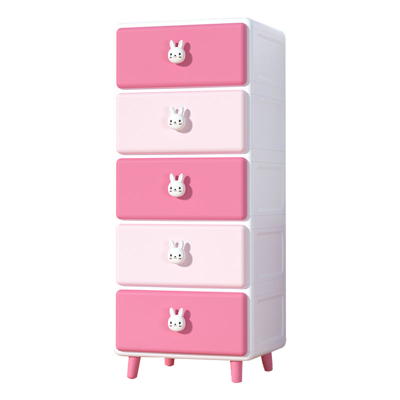 Contemporary Vertical Kids Nightstand Plastic Nursery Dresser with 5/6 Drawers