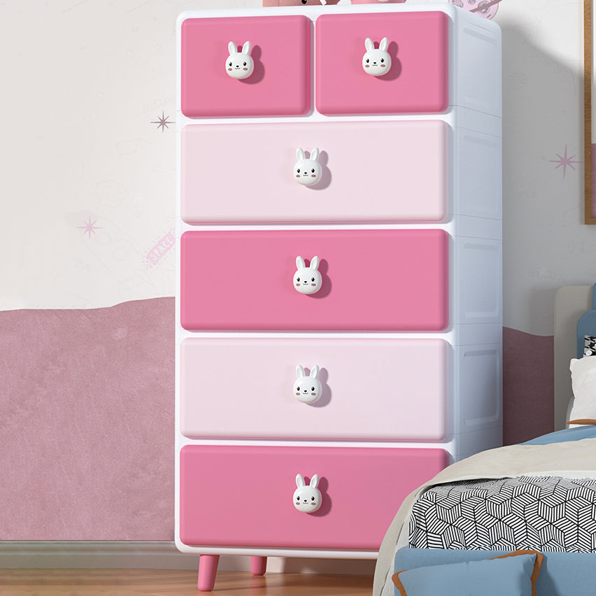 Contemporary Vertical Kids Nightstand Plastic Nursery Dresser with 5/6 Drawers