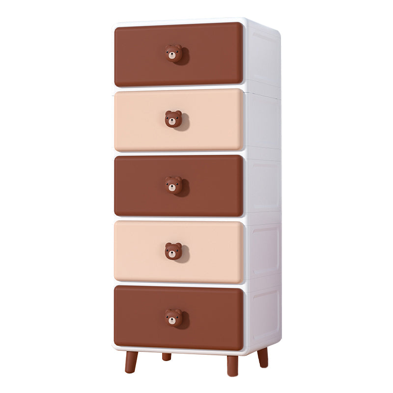 Contemporary Vertical Kids Nightstand Plastic Nursery Dresser with 5/6 Drawers