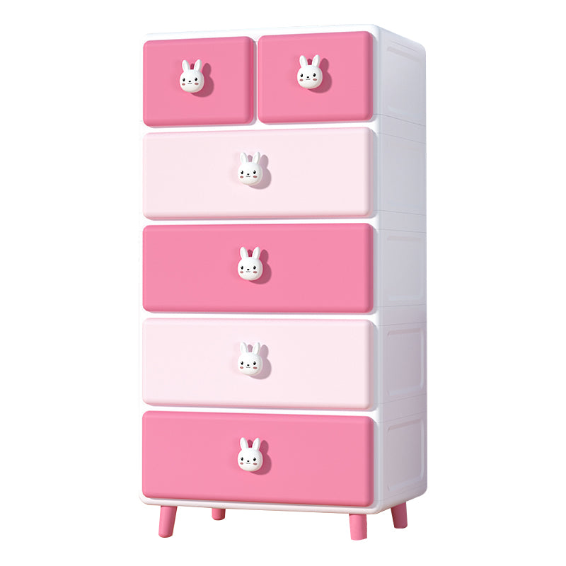 Contemporary Vertical Kids Nightstand Plastic Nursery Dresser with 5/6 Drawers