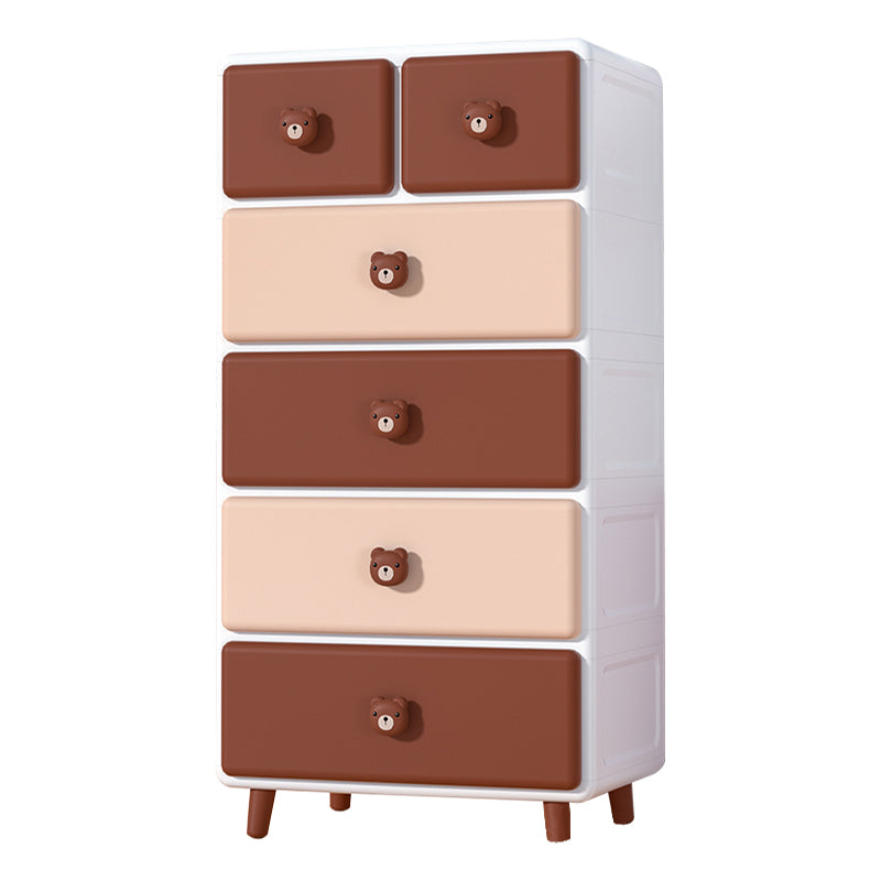 Contemporary Vertical Kids Nightstand Plastic Nursery Dresser with 5/6 Drawers