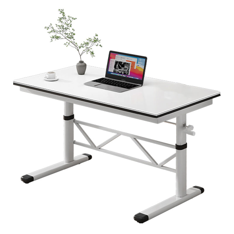 Adjustable Height Home Computer Desk Modern White Writing Desk