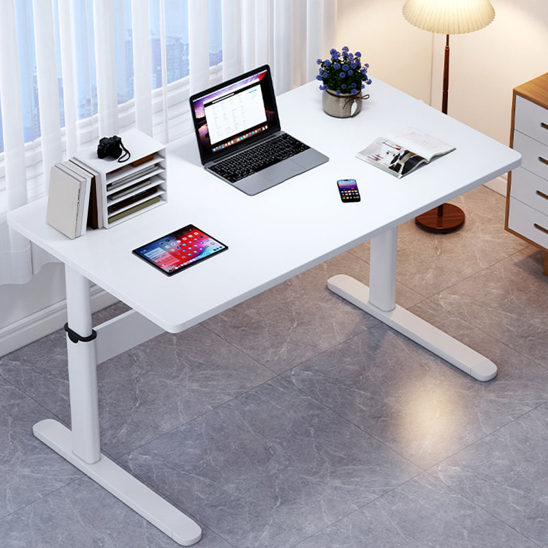 Adjustable Height Home Computer Desk Modern White Writing Desk