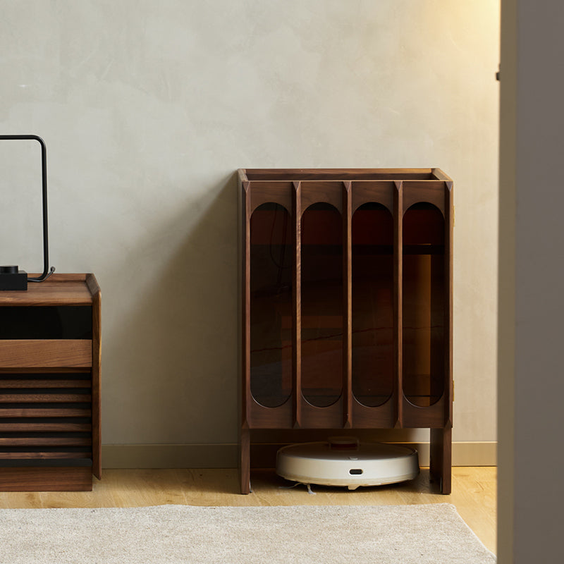 Contemporary Sideboard Walnut Wood Sideboard Cabinet for Kitchen