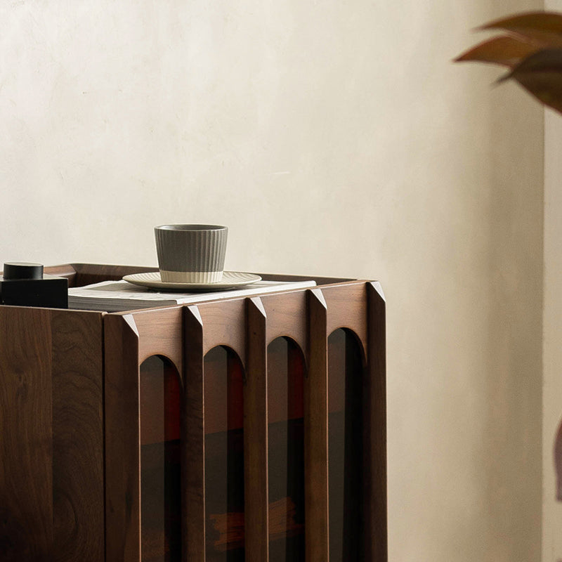 Contemporary Sideboard Walnut Wood Sideboard Cabinet for Kitchen