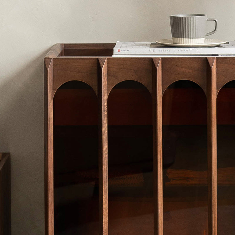 Contemporary Sideboard Walnut Wood Sideboard Cabinet for Kitchen