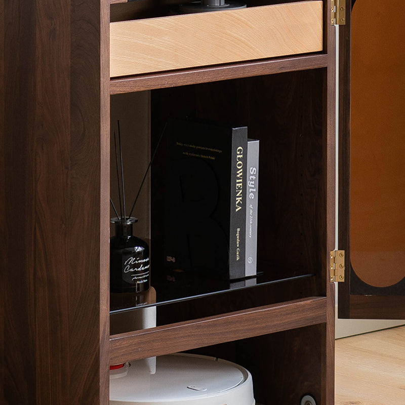 Contemporary Sideboard Walnut Wood Sideboard Cabinet for Kitchen