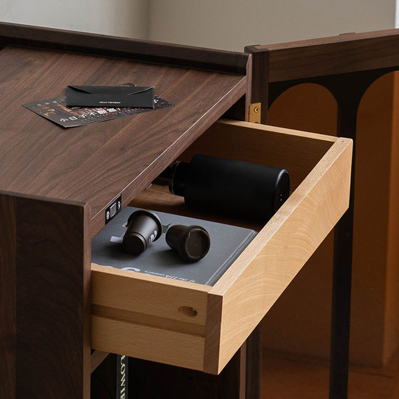 Contemporary Sideboard Walnut Wood Sideboard Cabinet for Kitchen