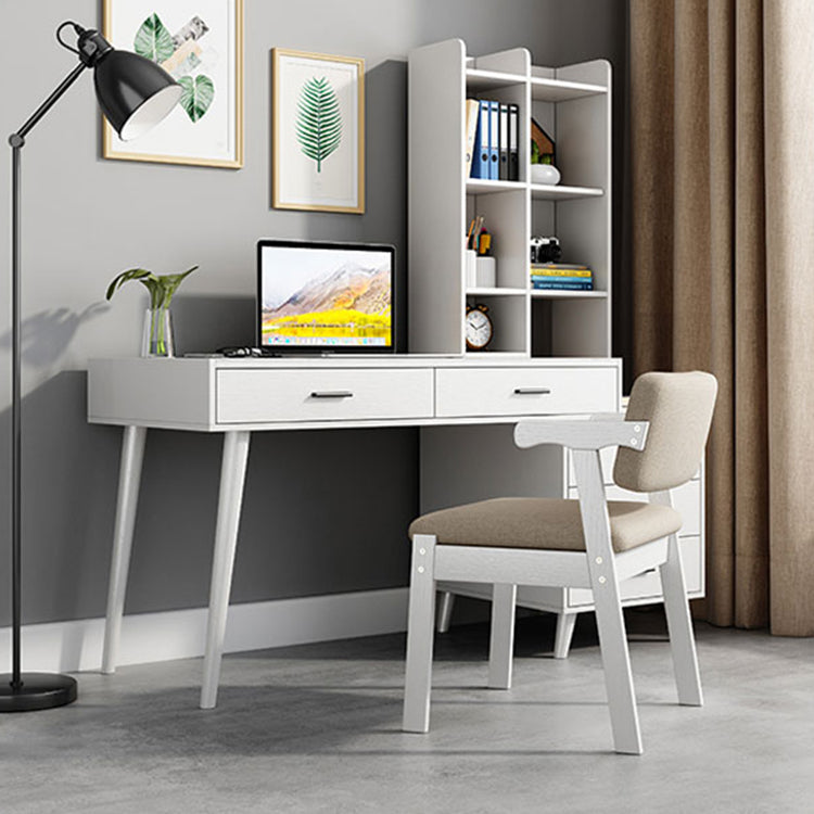 Rectangular Shaped Office Laptop Table White Stone Writing Desk with 5 Drawers