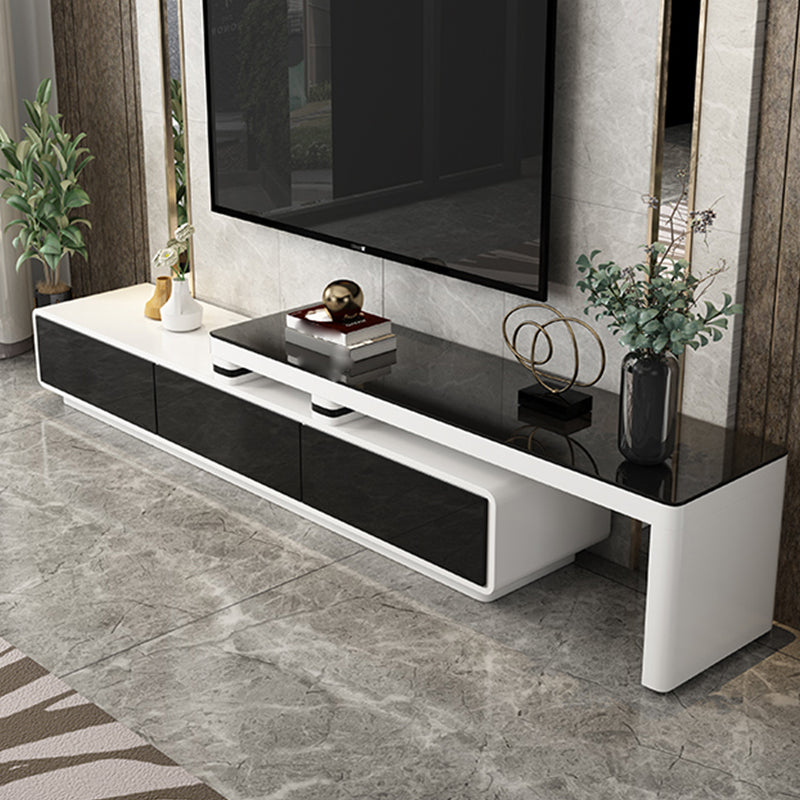 Glass TV Media Stand Contemporary Stand Console with Drawers