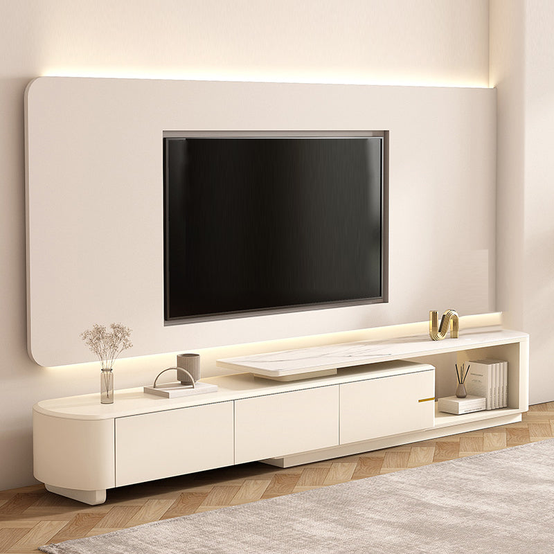 White TV Stand Console Contemporary Media Console with Drawers