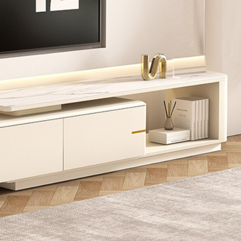 White TV Stand Console Contemporary Media Console with Drawers