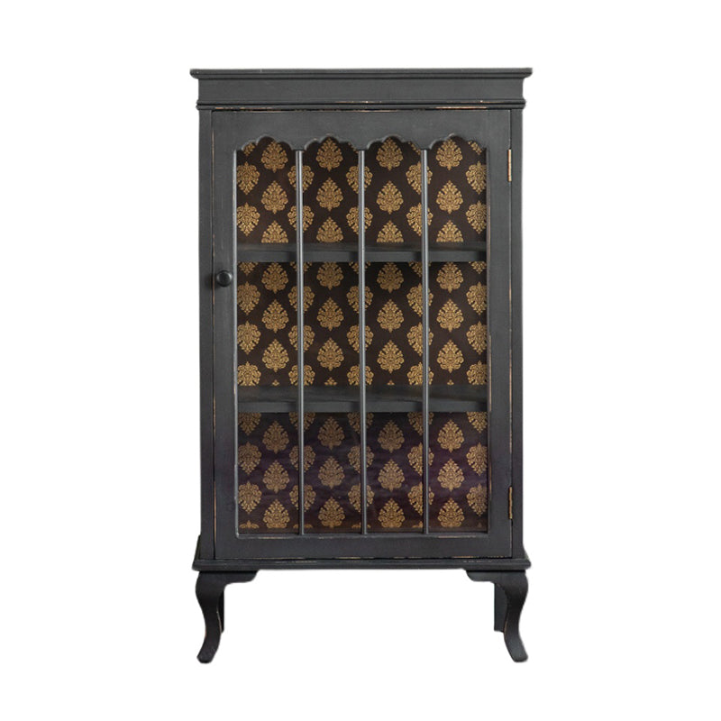 Traditional Glass Doors Curio Cabinet Solid Wood Storage Cabinet for Dining Room