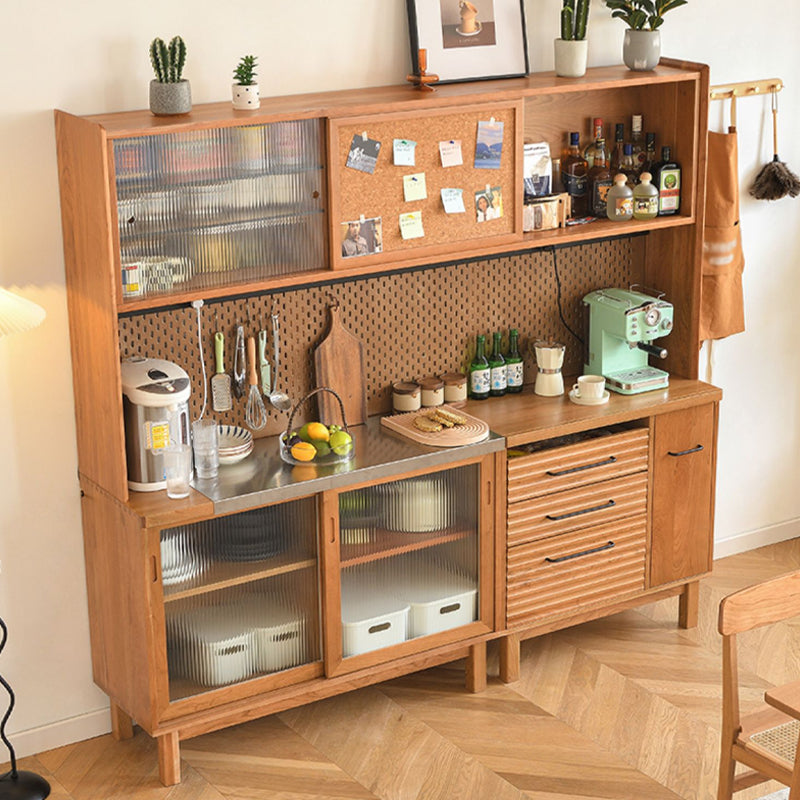 Modern Wood Sideboard Table 3 Drawers Sideboard with Cabinets for Dining Room