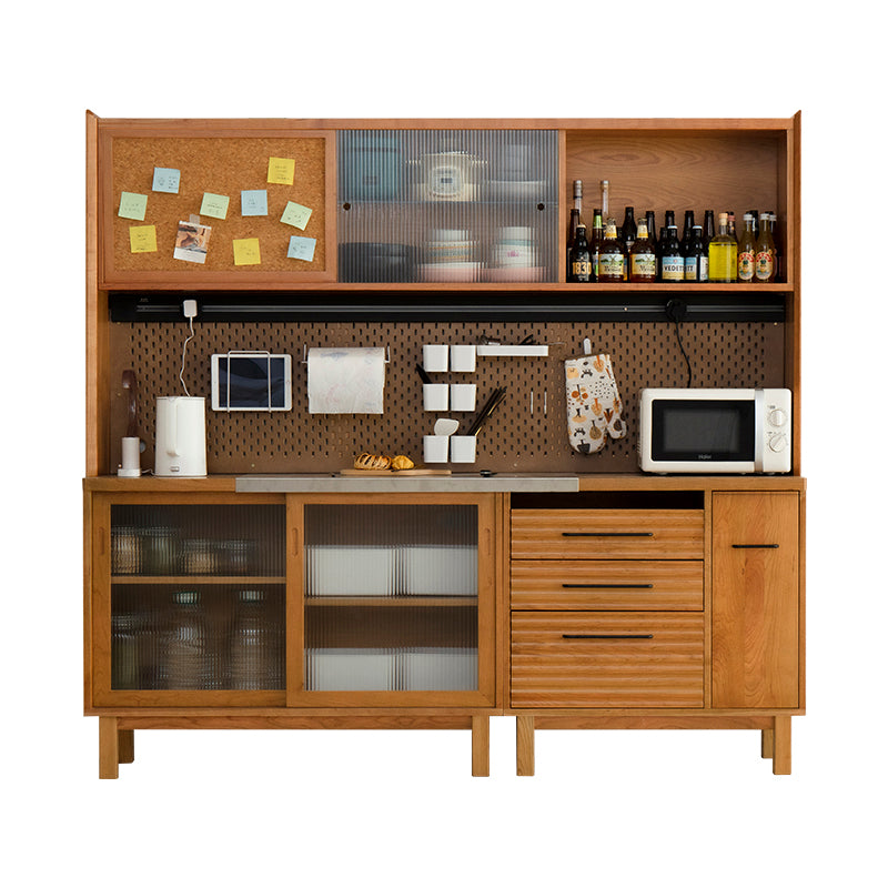 Modern Wood Sideboard Table 3 Drawers Sideboard with Cabinets for Dining Room