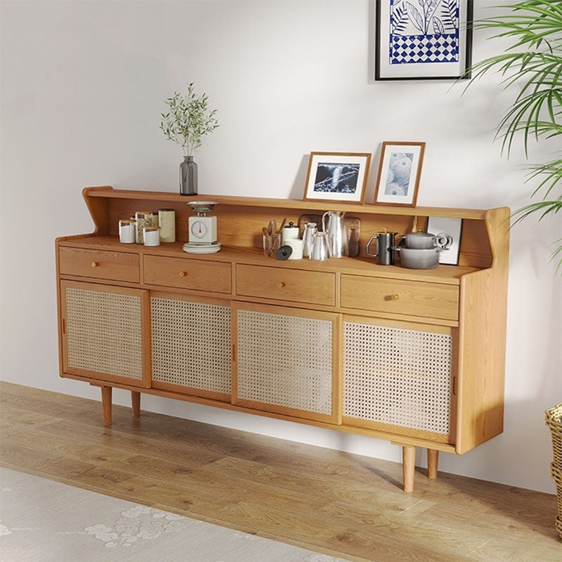 Contemporary Solid Wood Cabinets Sideboard Open Storage Buffet Stand