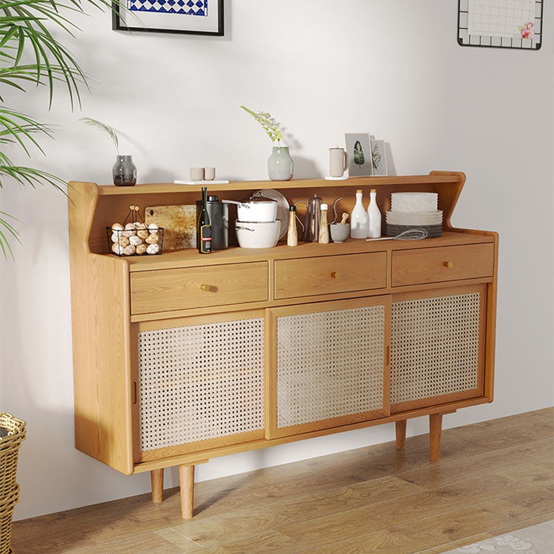 Contemporary Solid Wood Cabinets Sideboard Open Storage Buffet Stand