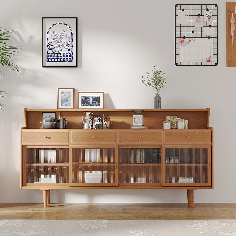 Contemporary Solid Wood Cabinets Sideboard Open Storage Buffet Stand