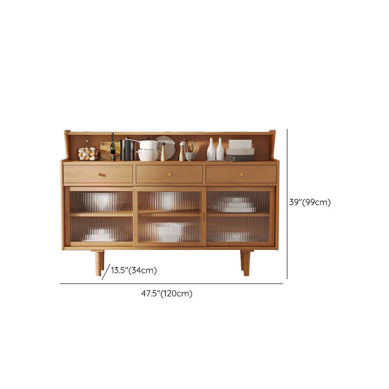 Contemporary Solid Wood Cabinets Sideboard Open Storage Buffet Stand