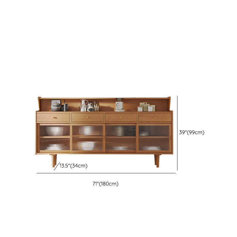 Contemporary Solid Wood Cabinets Sideboard Open Storage Buffet Stand