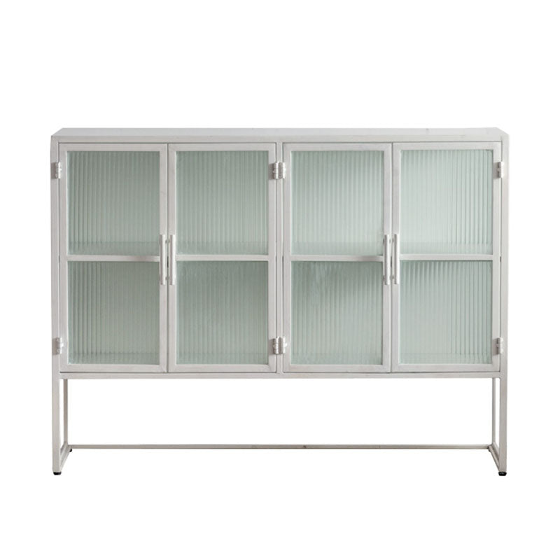 Contemporary Style Glass Doors Sideboard Metal Buffet Sideboard for Home