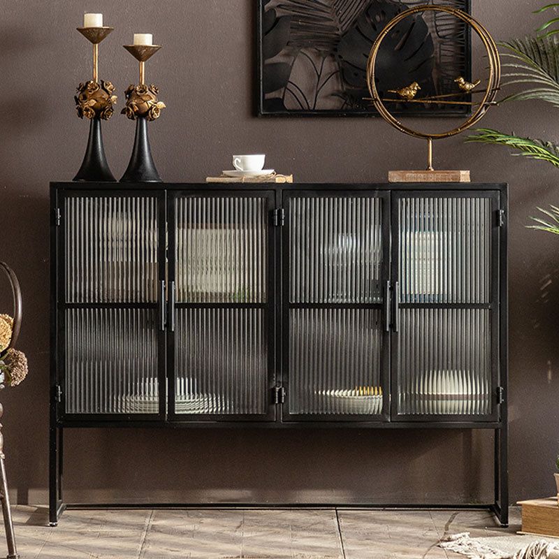 Contemporary Style Glass Doors Sideboard Metal Buffet Sideboard for Home