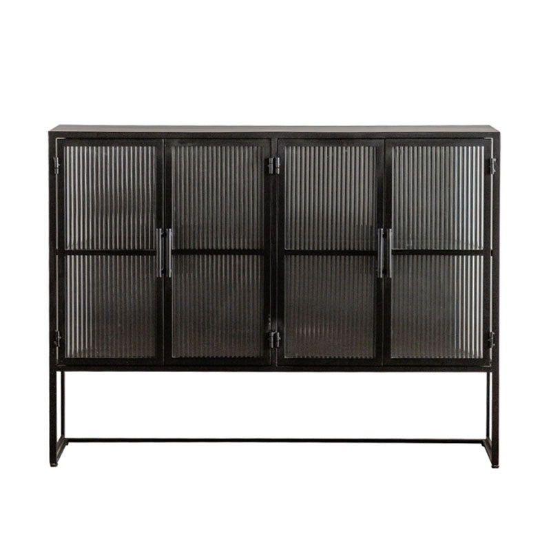 Contemporary Style Glass Doors Sideboard Metal Buffet Sideboard for Home