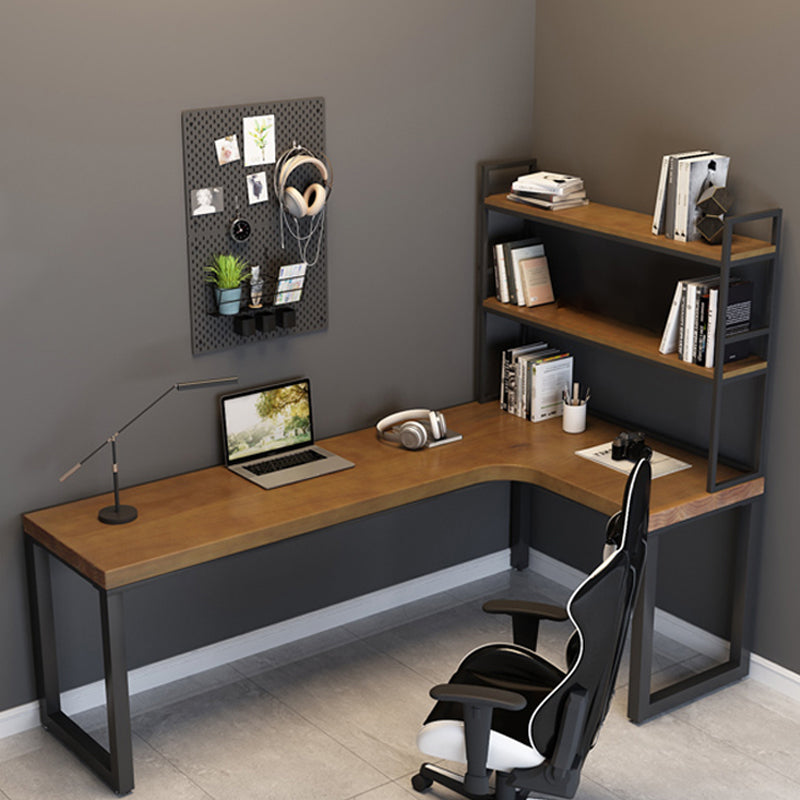 Contemporary Home Wood Writing Desk L-Shape Sled Base Office Desk