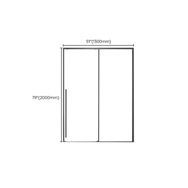 Gray Narrow Side Shower Door Single Sliding Door Tempered Glass Shower Door