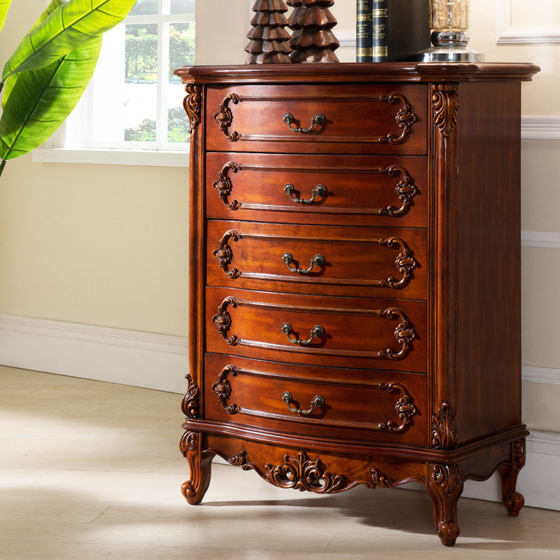 Mid-century Modern Solid Wood Chest with Drawers Rectangle Accent Chest in Brown