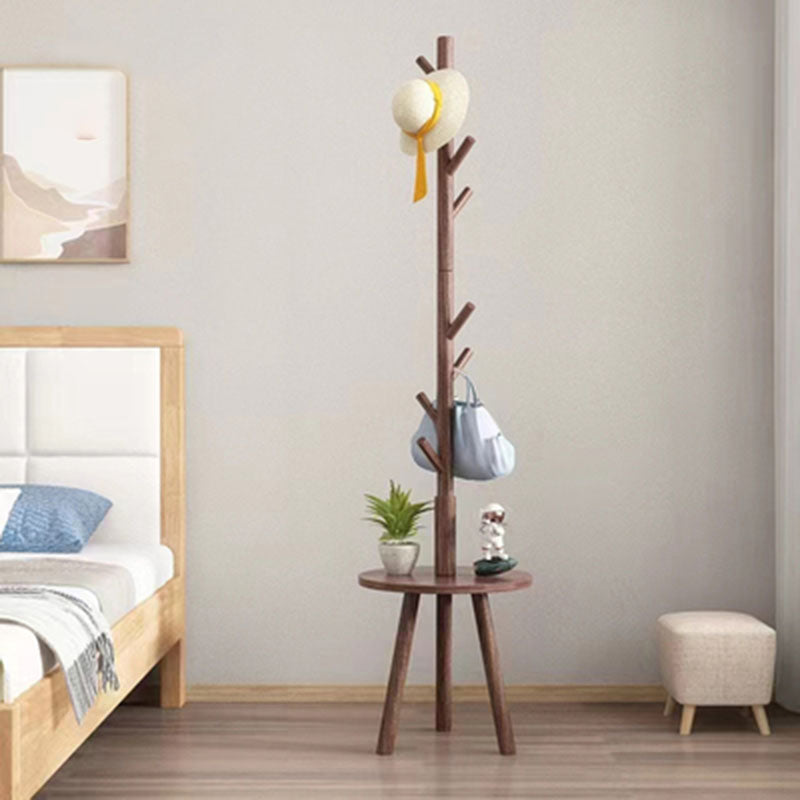 Modern Coat Rack Free Standing Solid Wood Clothes Hanger with Coat Hooks