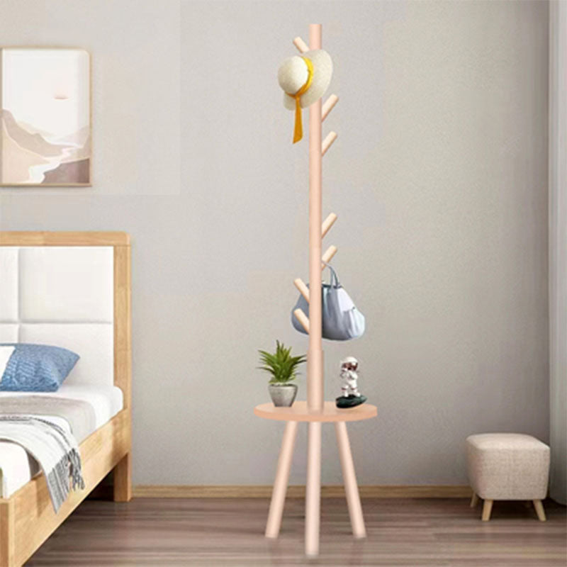 Modern Coat Rack Free Standing Solid Wood Clothes Hanger with Coat Hooks