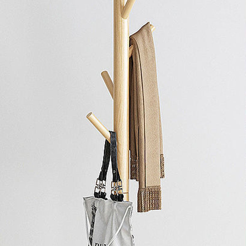 Modern Coat Rack Free Standing Solid Wood Clothes Hanger with Coat Hooks