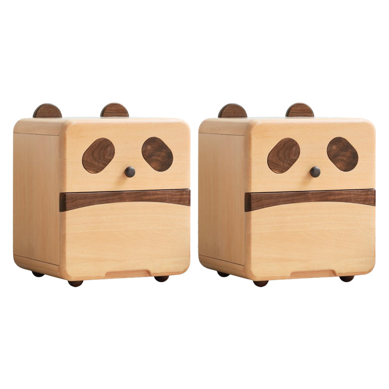 Pig and Panda Kids Bedside Table Wooden Kids Bedside Table with Cabinet