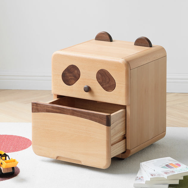 Pig and Panda Kids Bedside Table Wooden Kids Bedside Table with Cabinet