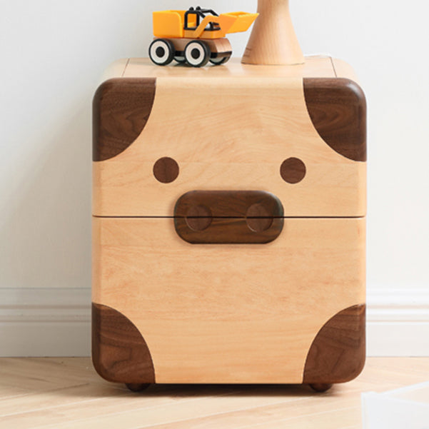 Pig and Panda Kids Bedside Table Wooden Kids Bedside Table with Cabinet